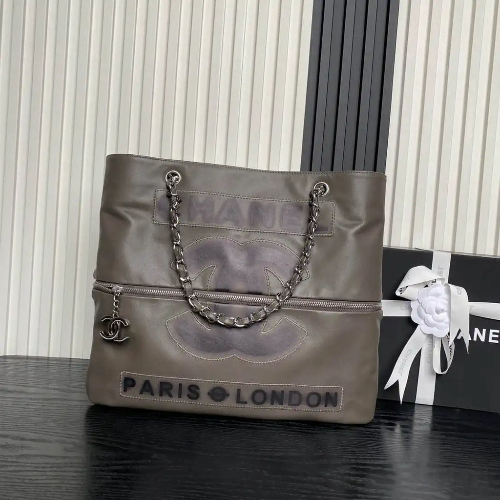 Chanel AS9901 Vintage Shopping Bag Calfskin Gray