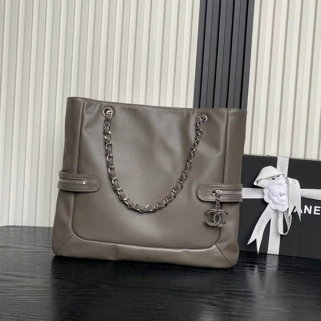 Chanel AS9901 Vintage Shopping Bag Calfskin Gray