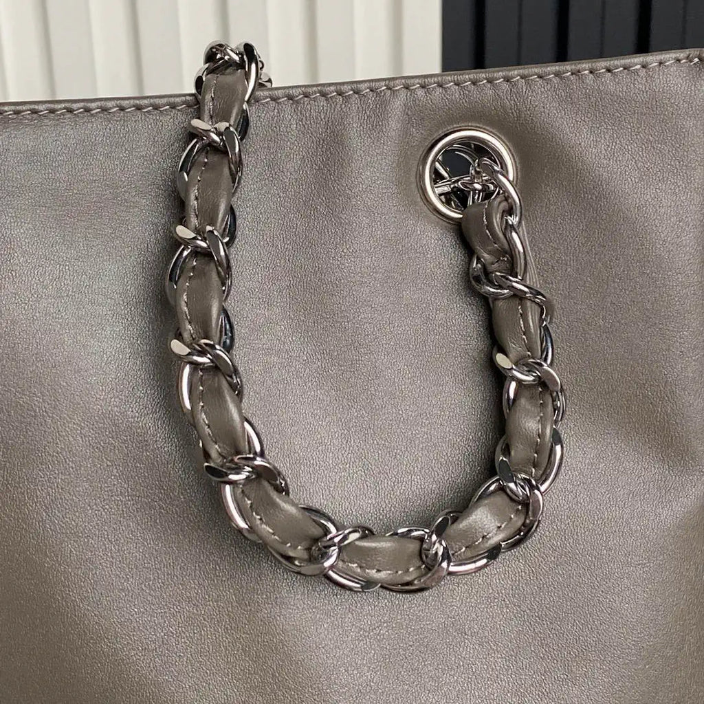 Chanel AS9901 Vintage Shopping Bag Calfskin Gray
