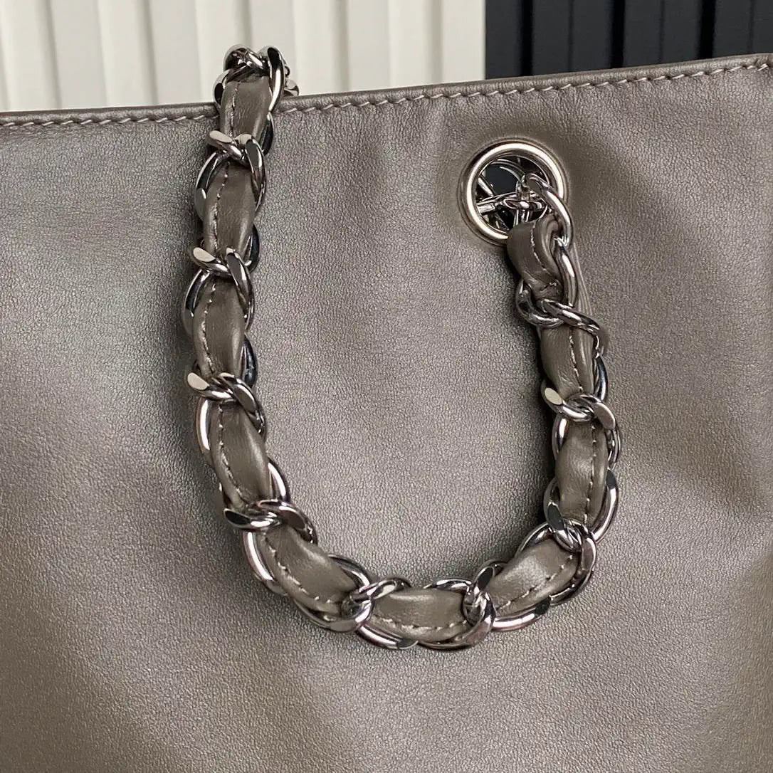 Chanel AS9901 Vintage Shopping Bag Calfskin Gray