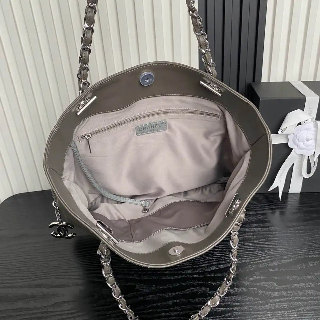 Chanel AS9901 Vintage Shopping Bag Calfskin Gray