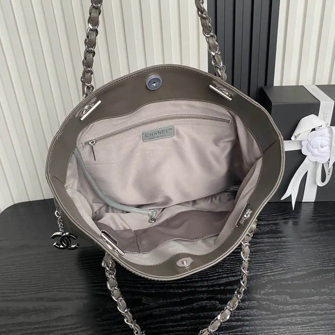 Chanel AS9901 Vintage Shopping Bag Calfskin Gray