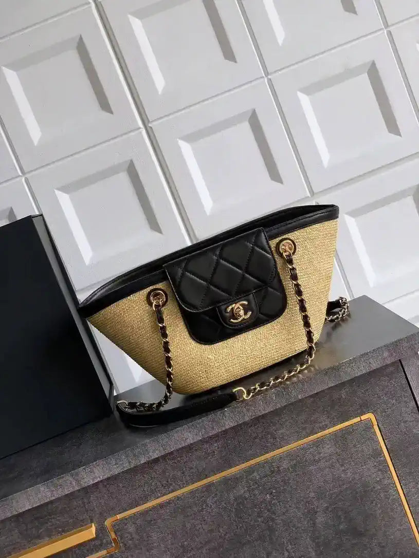Chanel AS9904 Vegetable basket Shopping Bag Calfskin Nature As5951