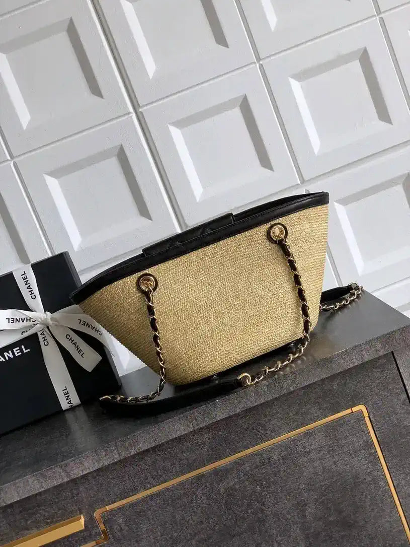 Chanel AS9904 Vegetable basket Shopping Bag Calfskin Nature As5951