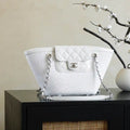 Chanel AS9904 Vegetable basket Shopping Bag Calfskin White As5951