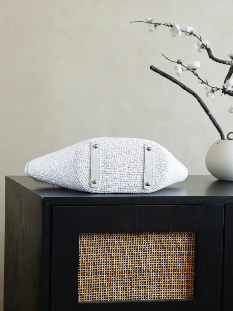 Chanel AS9904 Vegetable basket Shopping Bag Calfskin White As5951