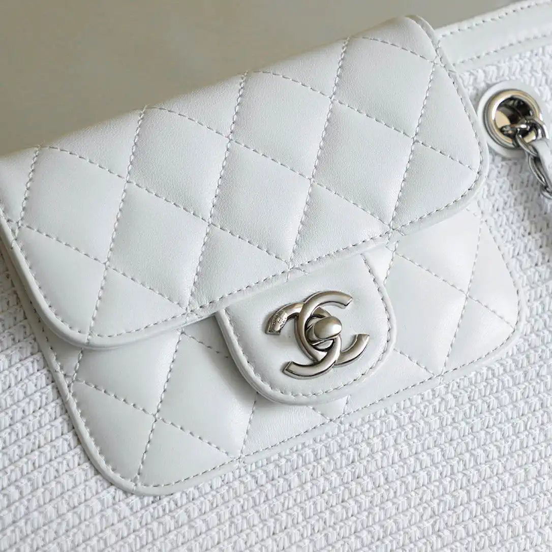 Chanel AS9904 Vegetable basket Shopping Bag Calfskin White As5951