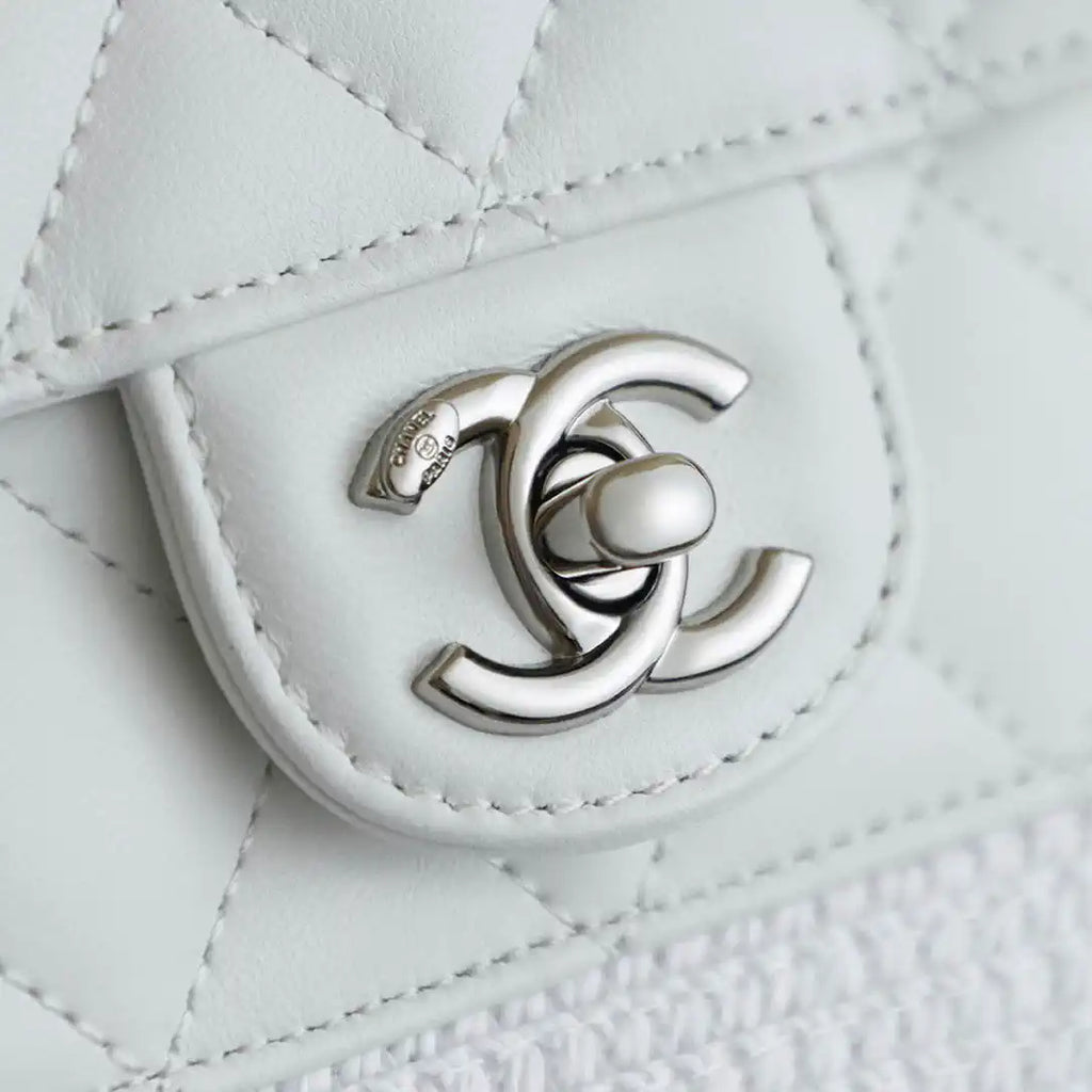 Chanel AS9904 Vegetable basket Shopping Bag Calfskin White As5951