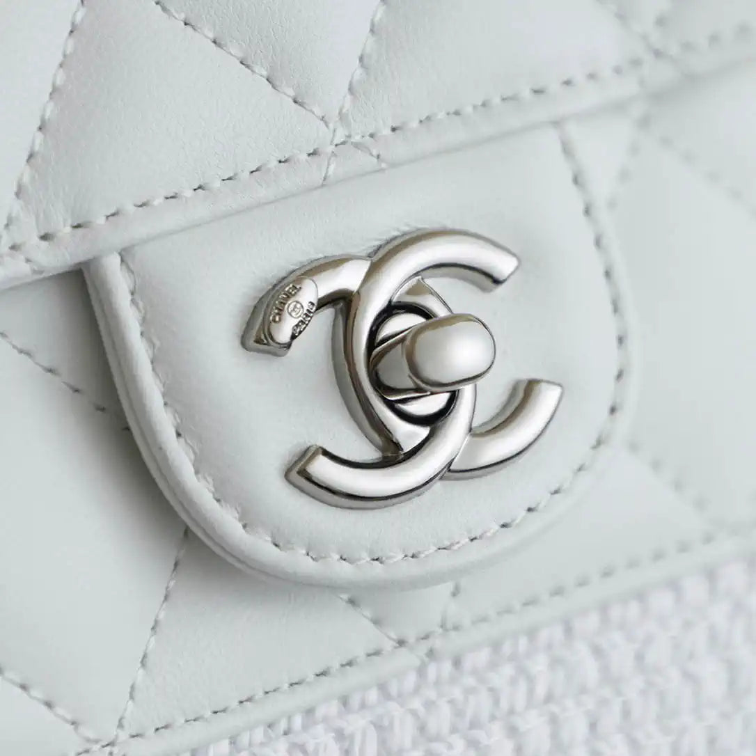 Chanel AS9904 Vegetable basket Shopping Bag Calfskin White As5951