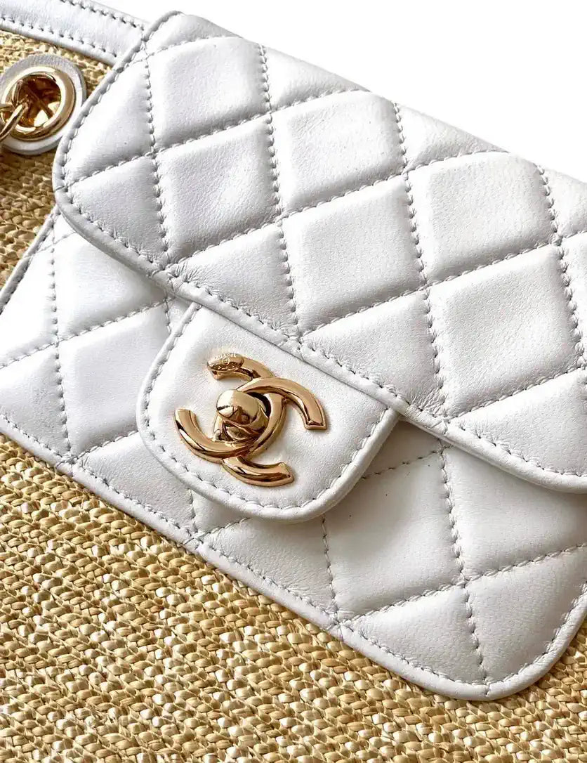 Chanel AS9904 Vegetable basket Shopping Bag Calfskin Nature As5951