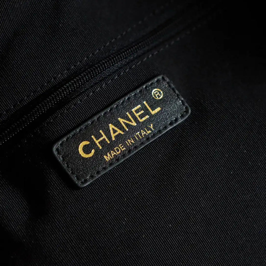 Chanel AS9905 Woven Raffia Shopping Bag Calfskin Nature