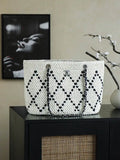 Chanel AS9906 Large Woven Raffia Shopping Bag Calfskin Nature
