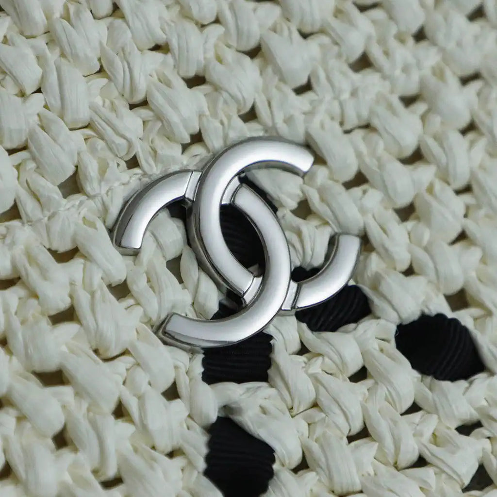 Chanel AS9906 Large Woven Raffia Shopping Bag Calfskin Nature