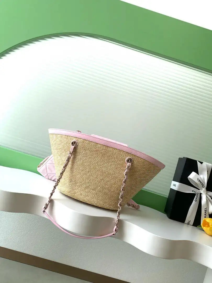 Chanel AS9906 Vegetable basket Shopping Bag Calfskin  Pink As5951