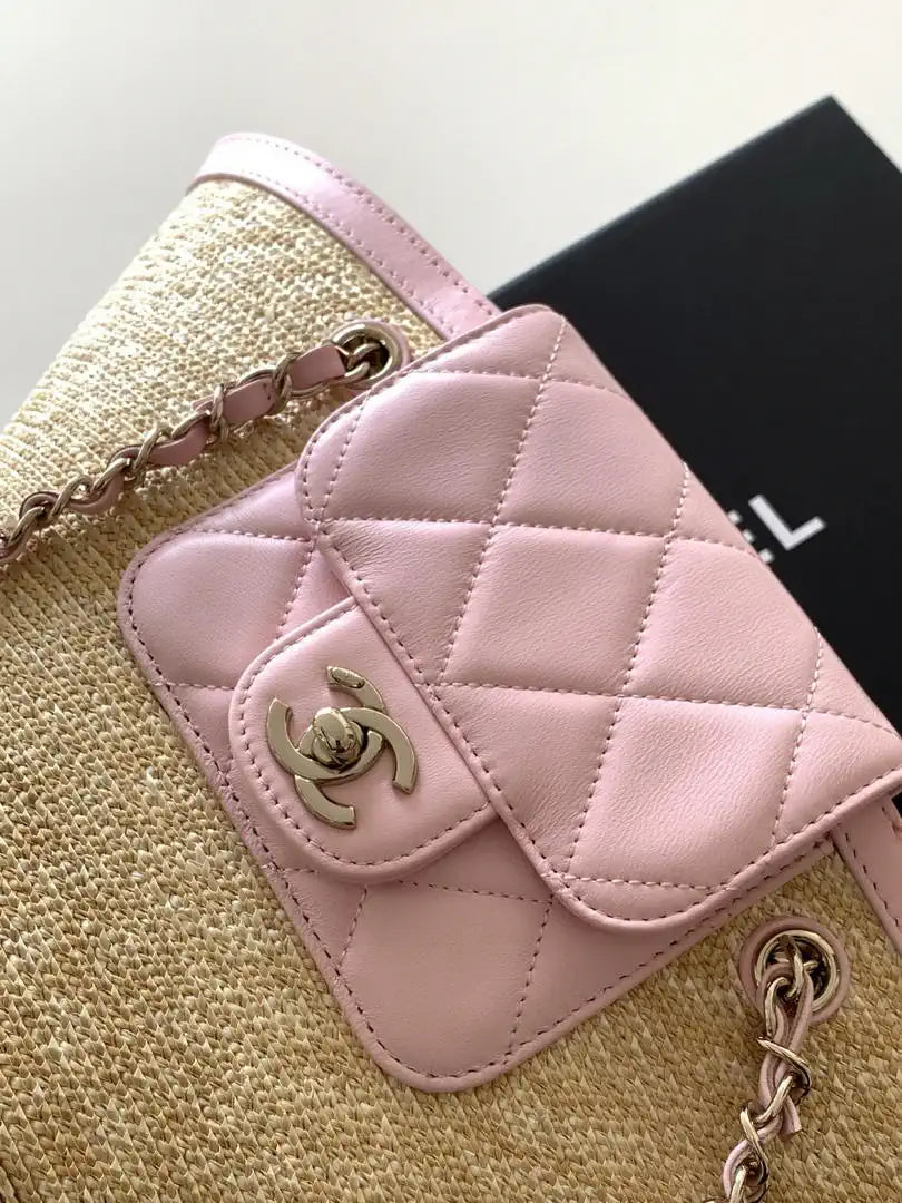 Chanel AS9906 Vegetable basket Shopping Bag Calfskin  Pink As5951