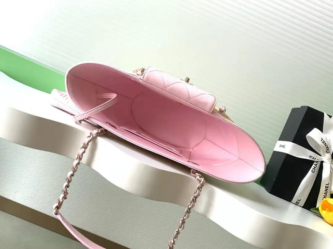 Chanel AS9906 Vegetable basket Shopping Bag Calfskin  Pink As5951