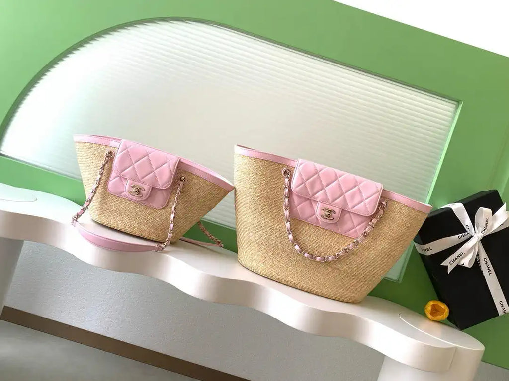 Chanel AS9906 Vegetable basket Shopping Bag Calfskin  Pink As5951
