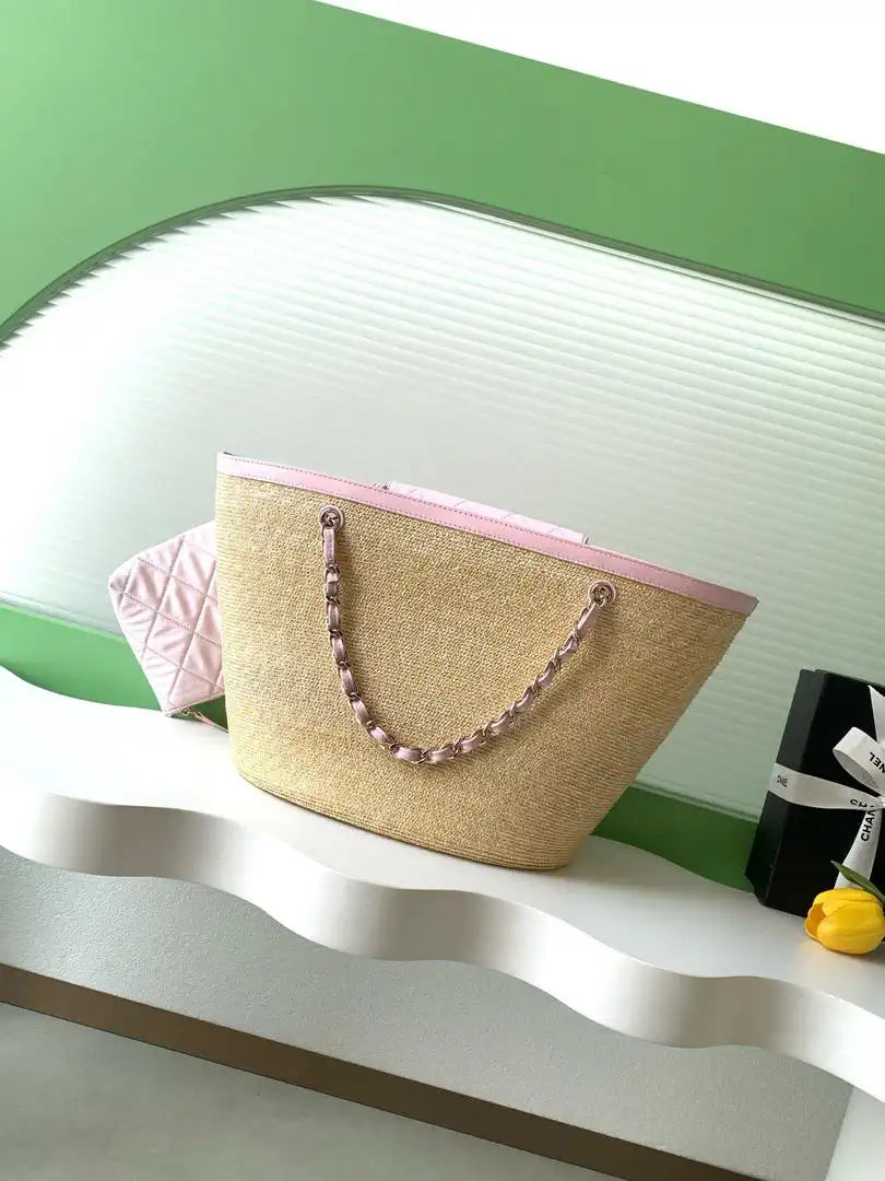Chanel AS9906 Vegetable basket Shopping Bag Calfskin  Pink As5951