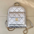 Chanel Backpack Calfskin & Gold-Tone Metal AS5793 Silver