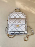 Chanel Backpack Calfskin & Gold-Tone Metal AS5793 Silver