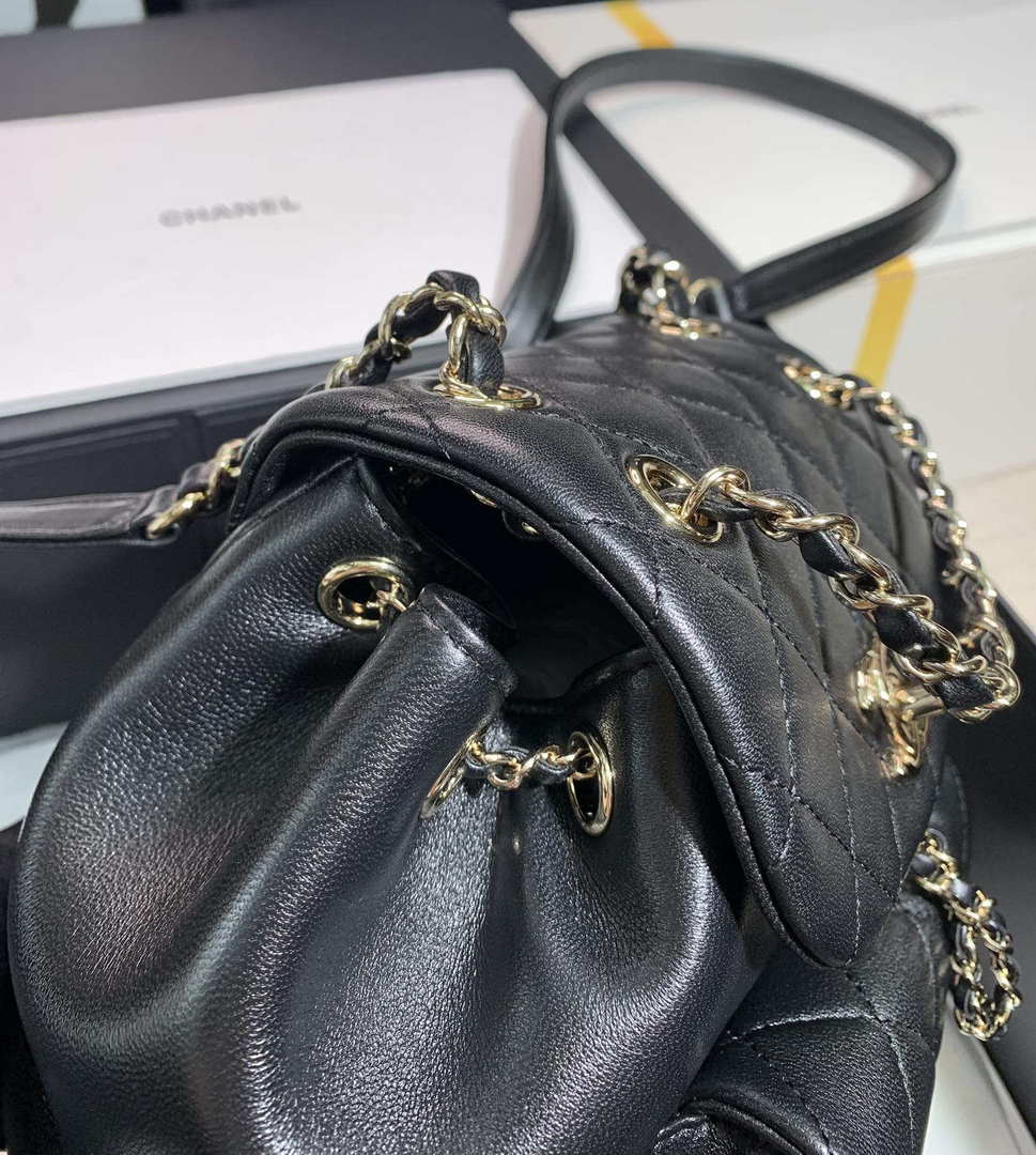 Chanel Backpack Duma Black Lambskin CC AS2908 Gold - Default Title - View 7