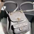 Chanel Backpack Duma Gray Lambskin CC AS2908 Gold - Default Title - View 1