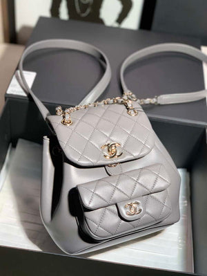 Chanel Backpack Duma Gray Lambskin CC AS2908 Gold - Default Title - View 1