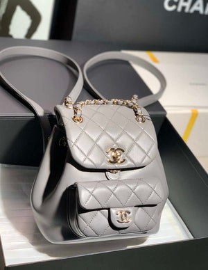 Chanel Backpack Duma Gray Lambskin CC AS2908 Gold - Default Title - View 2