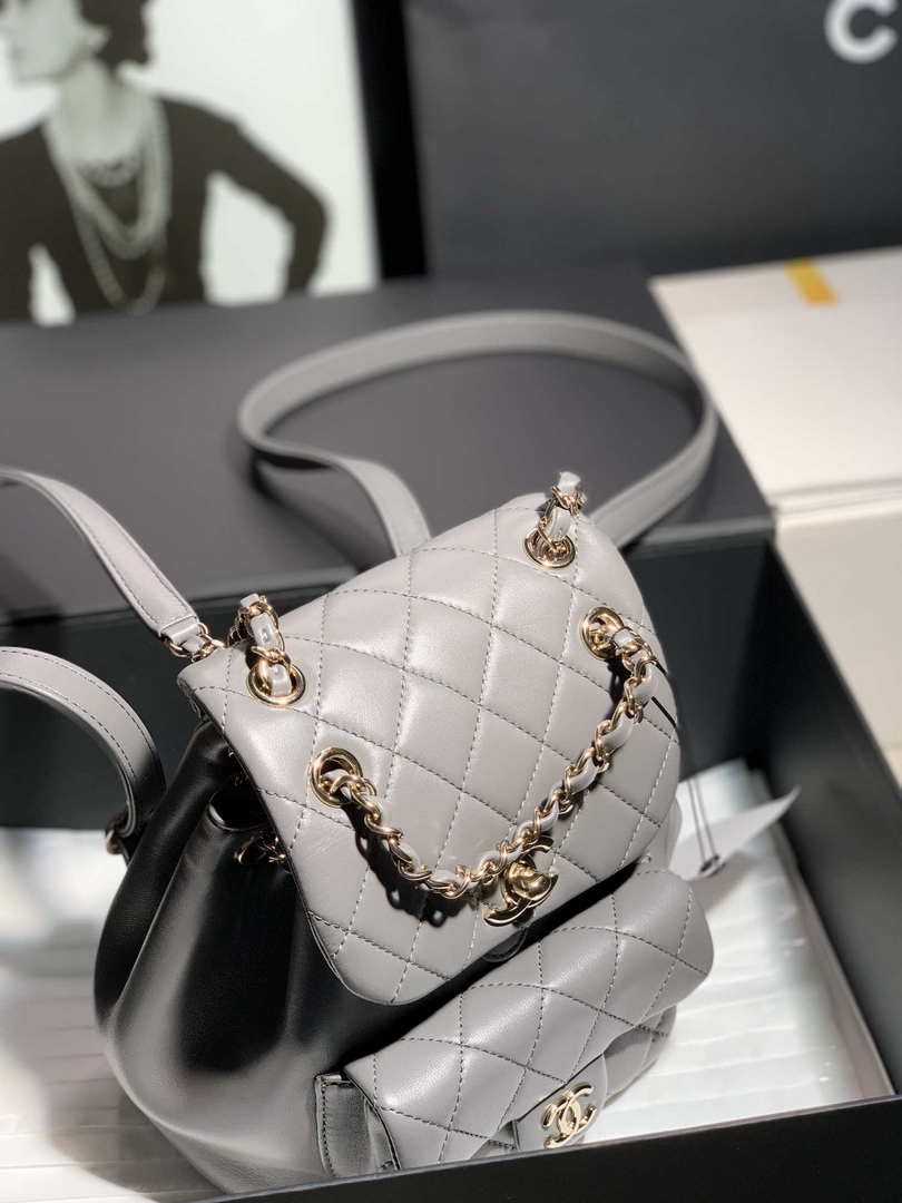Chanel Backpack Duma Gray Lambskin CC AS2908 Gold - Default Title - View 5