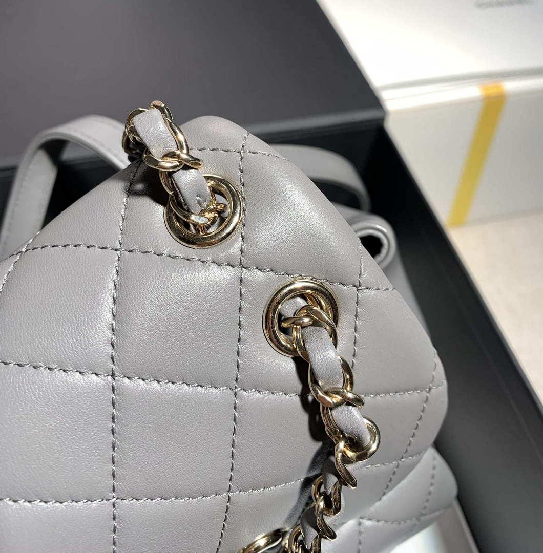 Chanel Backpack Duma Gray Lambskin CC AS2908 Gold - Default Title - View 7