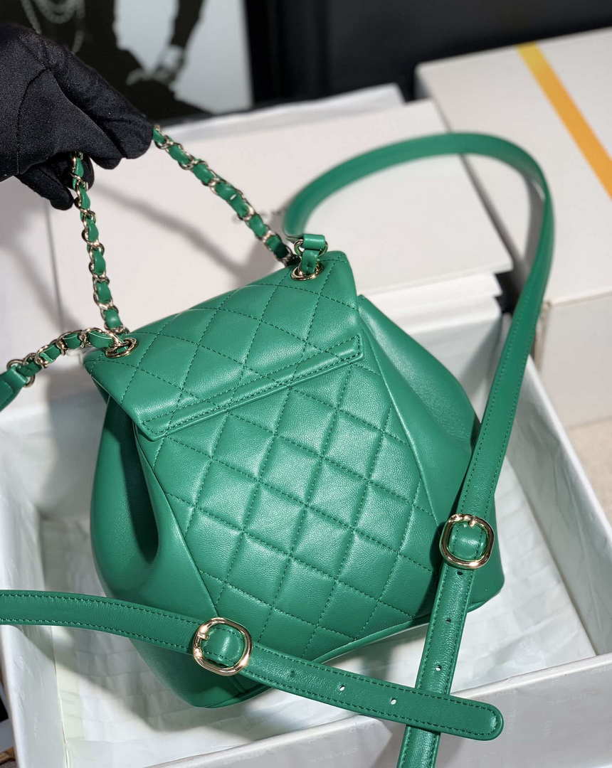 Chanel Backpack Duma Green Lambskin CC AS2908 Gold - Default Title - View 2