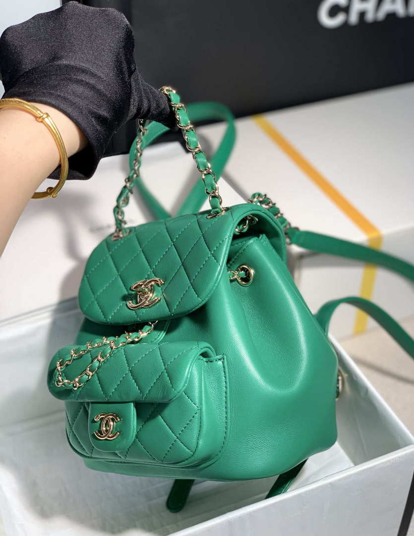 Chanel Backpack Duma Green Lambskin CC AS2908 Gold - Default Title - View 3