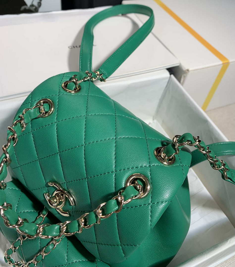 Chanel Backpack Duma Green Lambskin CC AS2908 Gold - Default Title - View 6