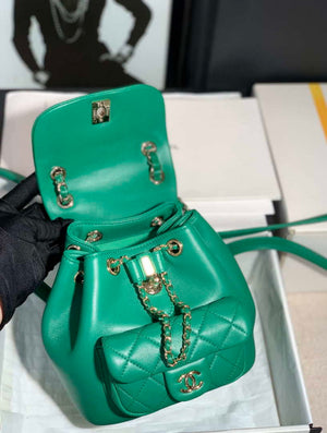 Chanel Backpack Duma Green Lambskin CC AS2908 Gold - Default Title - View 8