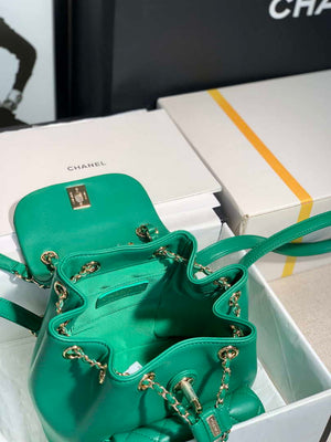 Chanel Backpack Duma Green Lambskin CC AS2908 Gold - Default Title - View 9