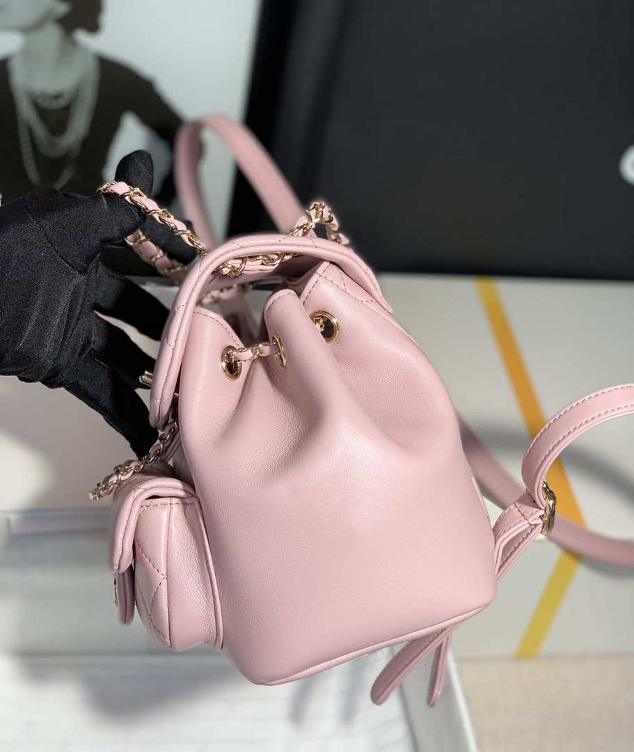 Chanel Backpack Duma Pink Lambskin CC AS2908 Gold