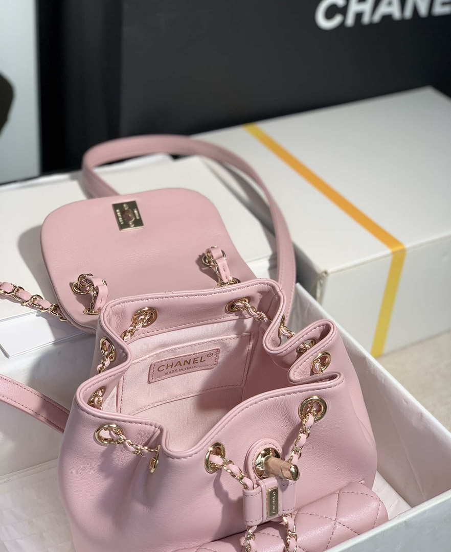 Chanel Backpack Duma Pink Lambskin CC AS2908 Gold