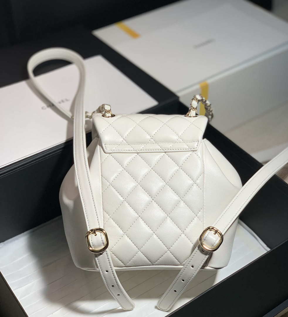 Chanel Backpack Duma White Lambskin CC AS2908 Gold - Default Title - View 2