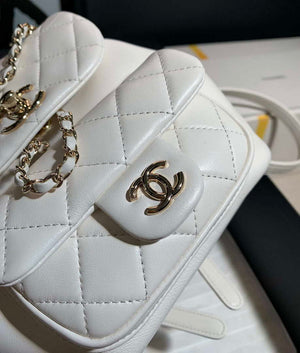 Chanel Backpack Duma White Lambskin CC AS2908 Gold - Default Title - View 3
