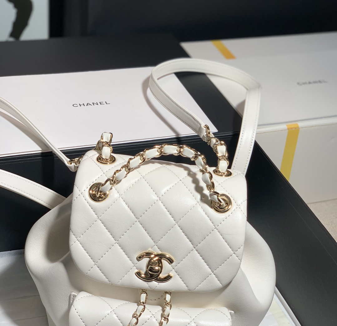 Chanel Backpack Duma White Lambskin CC AS2908 Gold - Default Title - View 6