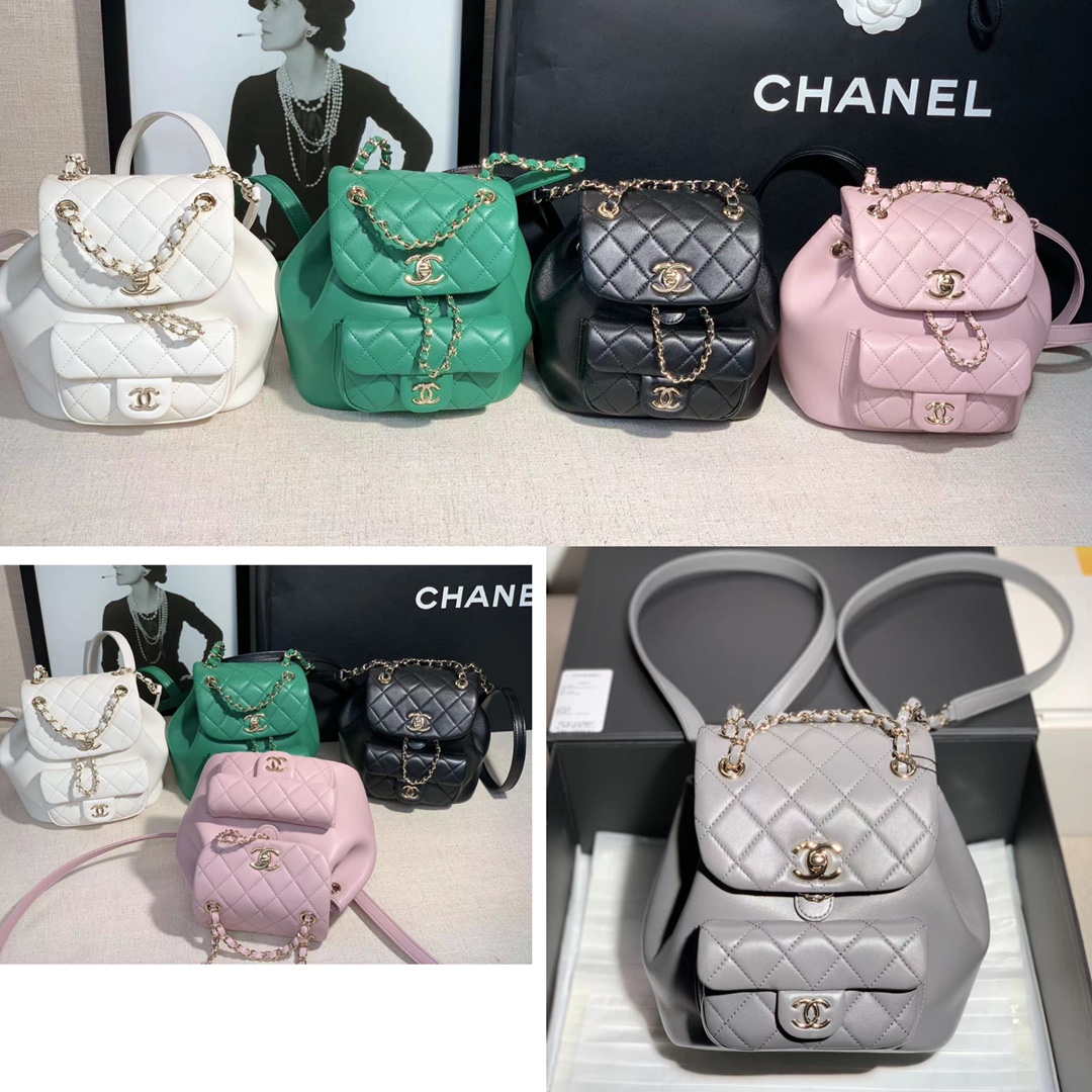 Chanel Backpack Duma Gray Lambskin CC AS2908 Gold - Default Title - View 10