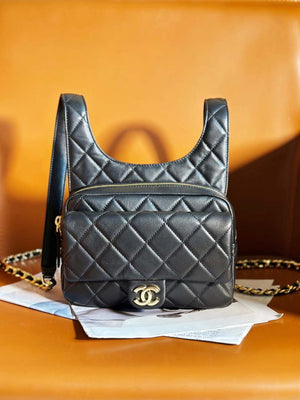 Chanel Backpack Metallic Lambskin & Gold-Tone Metal AS4621 Black - Default Title - View 1
