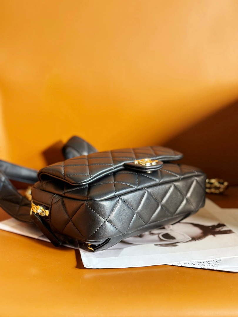 Chanel Backpack Metallic Lambskin & Gold-Tone Metal AS4621 Black - Default Title - View 4