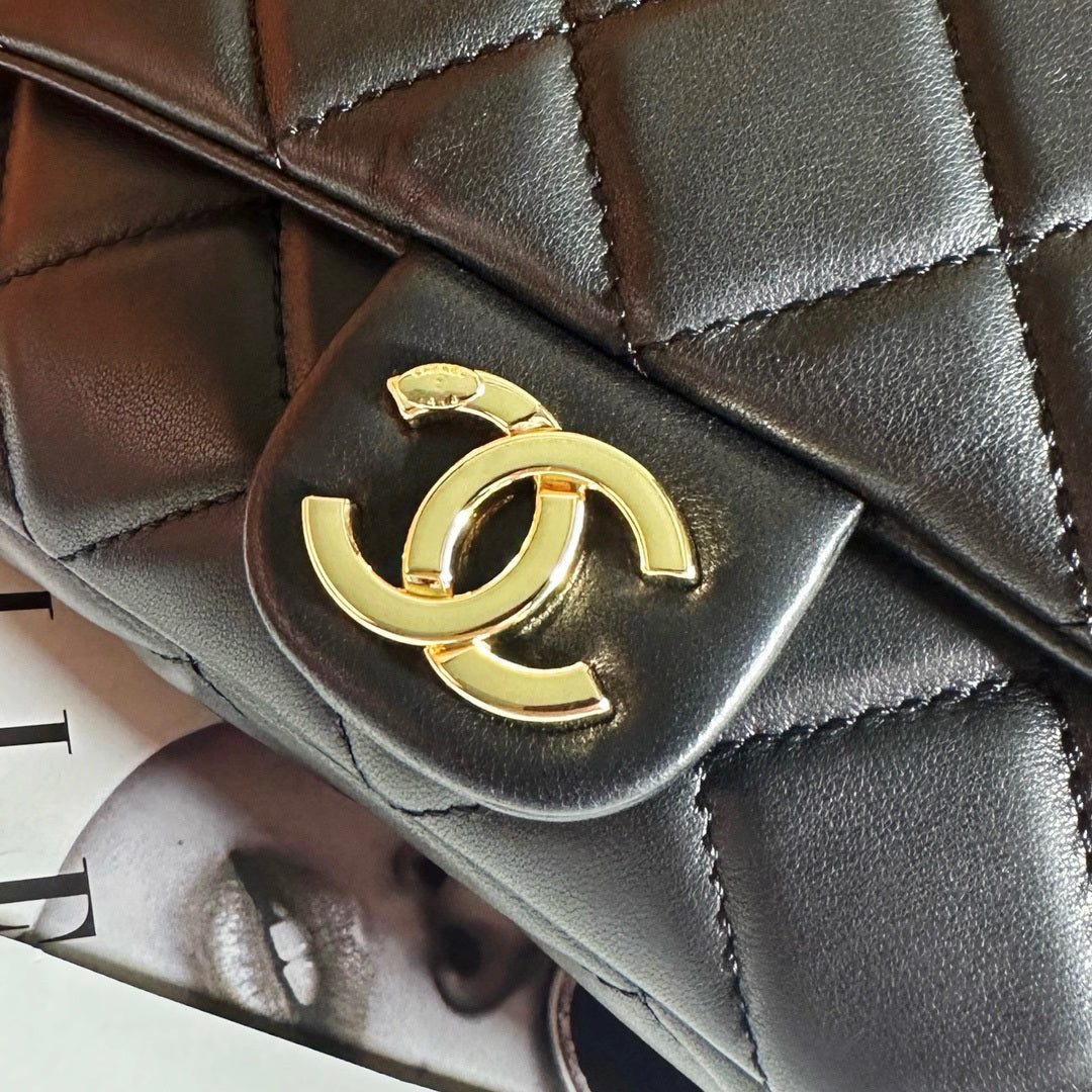 Chanel Backpack Metallic Lambskin & Gold-Tone Metal AS4621 Black - Default Title - View 7