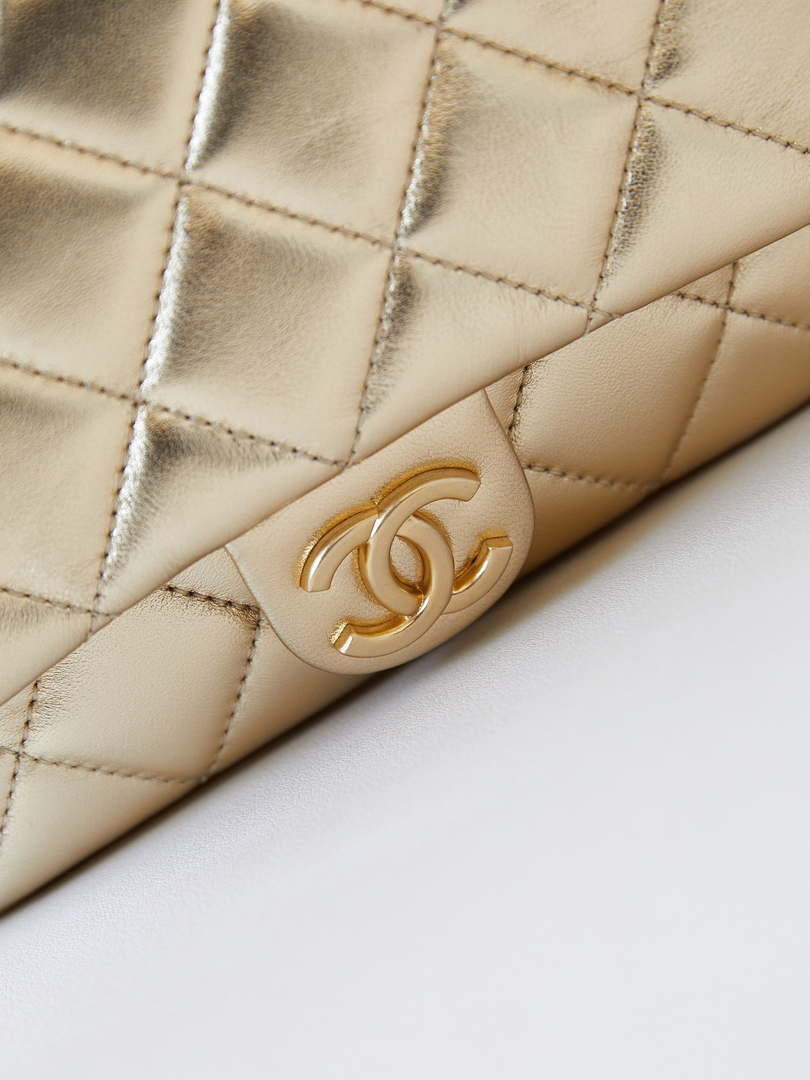 Chanel Backpack Metallic Lambskin & Gold-Tone Metal AS4621 Gold
