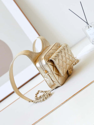 Chanel Backpack Metallic Lambskin & Gold-Tone Metal AS4621 Gold - Default Title - View 3