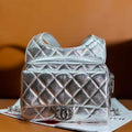 Chanel Backpack Metallic Lambskin & Silver-Tone Metal AS4621 Silver - Default Title - View 1