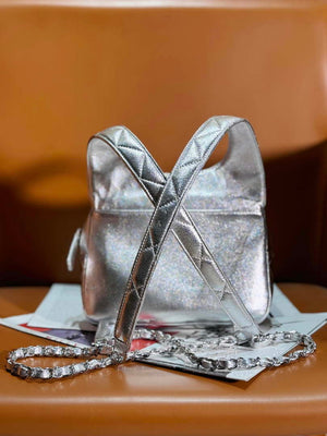 Chanel Backpack Metallic Lambskin & Silver-Tone Metal AS4621 Silver - Default Title - View 2