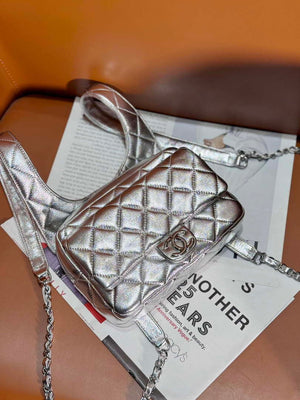 Chanel Backpack Metallic Lambskin & Silver-Tone Metal AS4621 Silver - Default Title - View 3