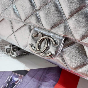 Chanel Backpack Metallic Lambskin & Silver-Tone Metal AS4621 Silver - Default Title - View 9